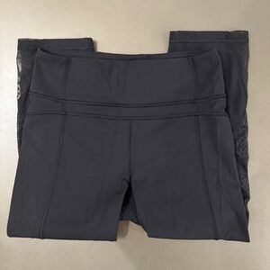 Lululemon Black Tight Leggings with Mesh Detail - Size 6